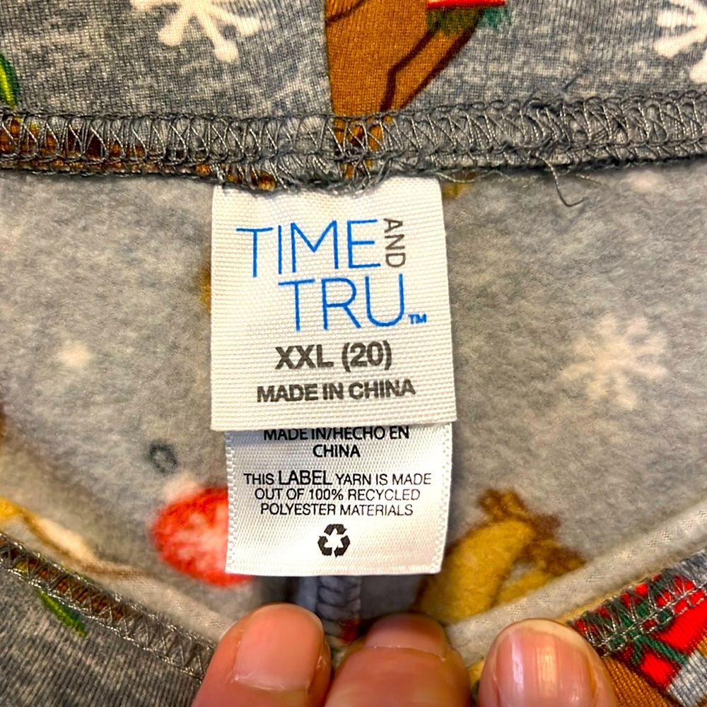 NWOT 🦥🎄 TIME & TRU GRAY WINTER HAT SLOTH FLEECE LINED LEGGINGS Women’s XXL 20 - Picture 6 of 6